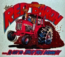 Original Vintage The Red Baron Is Out To Shut You Down Iron On Transfer Tractor