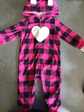 NWT Carters Fleece Romper Playset 12 months jumpsuit zip up hood