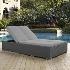 Modway Sojourn Outdoor Patio Sunbrella® Double Chaise in Chocolate Gray