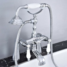Polished Chrome Clawfoot Bathtub Faucet Mixer Set With Handheld Shower Ztf765