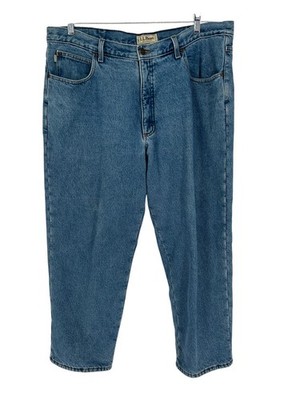 LL Bean Jeans Men's Size 40 x 29 Blue Relaxed Fit Lined Cotton Fleece Lined