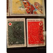 Timbre France 1735 1736 Croix-Rouge 1972 oblitéré
