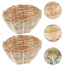 10 Pcs Breeding Cave with Hook Simulated Rattan Woven Bird's Nest Straw Nests