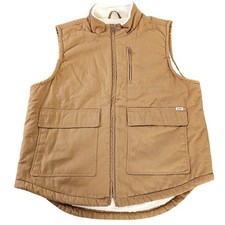 Lee Workwear Mens Large Sherpa Lined Canvas Vest Tobacco Tan Rugged Gorpcore EUC