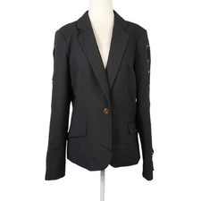 Calvin Klein Black Blazer Jacket w/ Lace-Up Sleeves 8