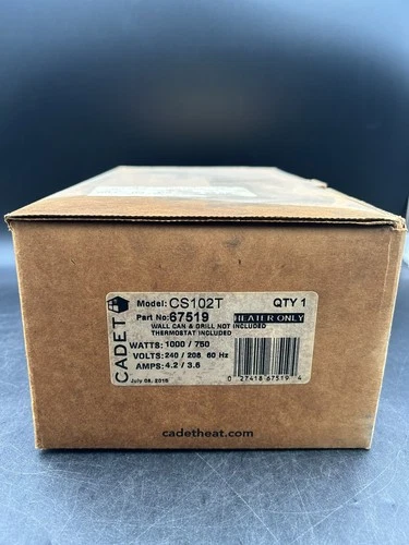 Electric Wall Heater Assembly Only with Thermostat (Model: CS102T)