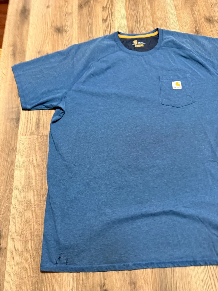 Carhartt Shirt, Men's Size 3XL Tall, Blue, Relaxed Fit, Chest Pocket, Crew Neck - Image 3 of 4