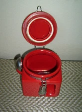 OGGI Vintage Ceramic Red Coffee Tea Canister 5", EUC