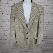 VTG Racquet Club Ivory Tan Houndstooth Blazer Sport Coat USA Made Size 44