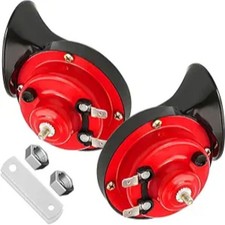 2 PCS Loud Car Horn, 12V Waterproof Snail Electric Horn, Red 2 PCS