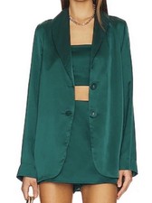 Show Me Your MuMu Women s Felix Blazer Emerald Luxe Satin XS see measurements