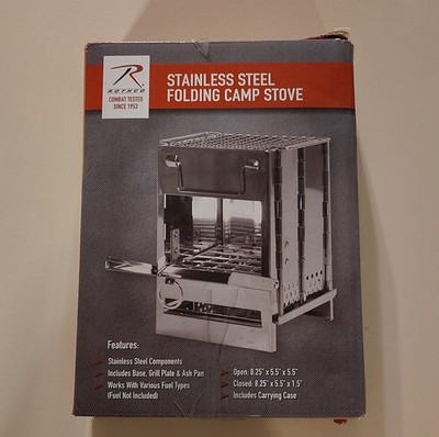 Rothco Stainless Steel Folding Camp Stove with Grill Plate & Carrying Case