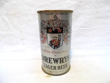 DREWERYS LAGER IRTP O/I FLAT TOP BEER CAN~DREWERYS SOUTH BEND, IND~#4