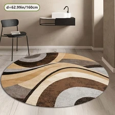 ZULIDA Modern Abstract Round Mat, 800gm² Plush Velvet with Non-Slip Dot Backing,