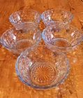 Vintage Anchor Hocking Sapphire Blue Bubble Glass Bowls Set of 5 Scalloped ⁸