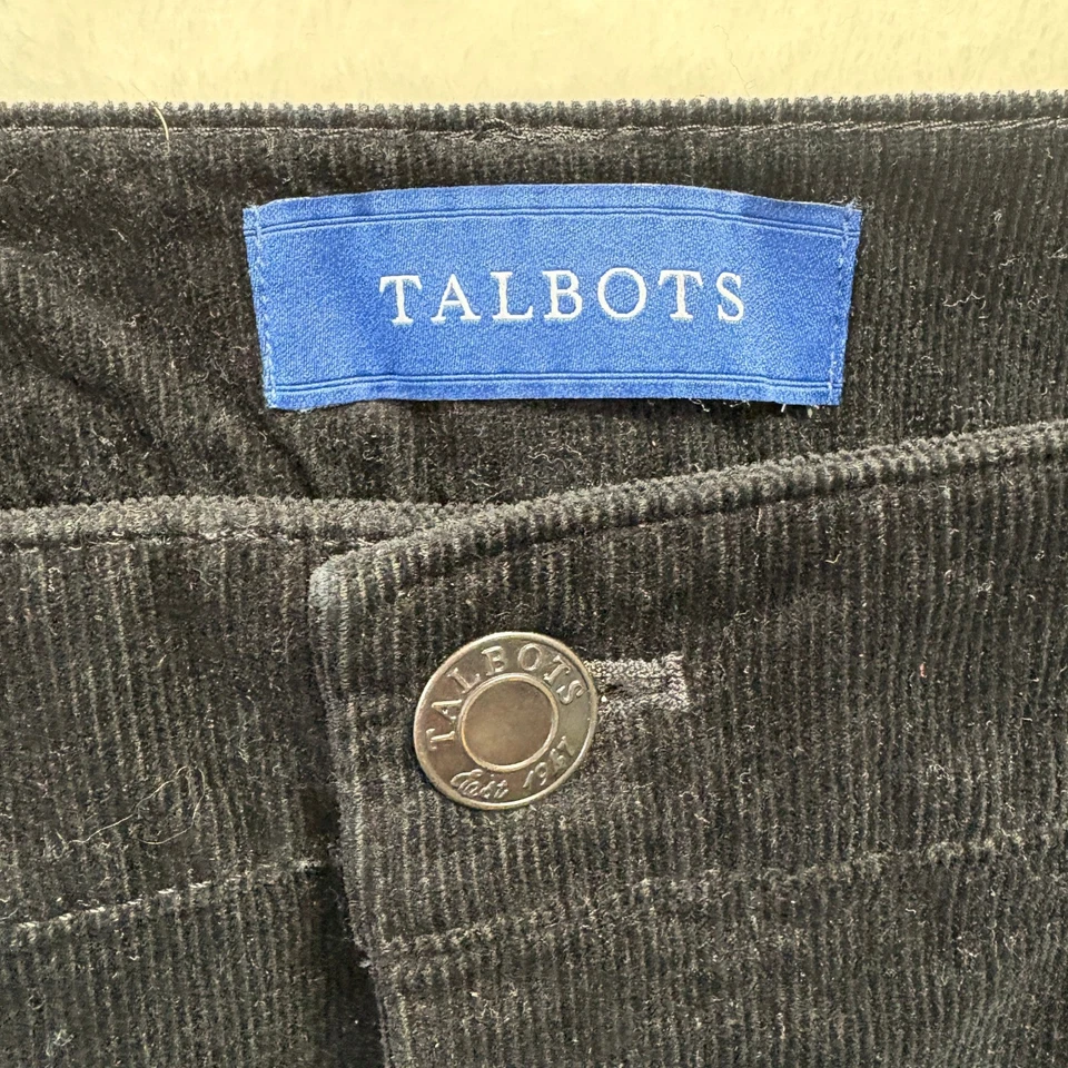Talbots Pants Women Sz 10 Petite Black Corduroy High Rise Straight Leg - Image 2 of 4