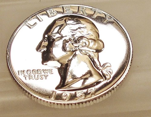 1957  Gem light Cameo Proof Quarter 90% SILVER EYE CANDY #114 ~ 6