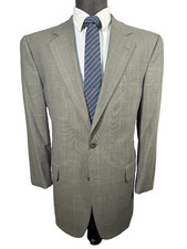 JOS. A. BANK Mens Olive Green Wool WINDOWPANE Check Sport Coat Blazer Jacket 42R