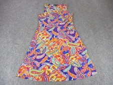 Ralph Lauren Dress Womens Large Multicolor LRL Wrap Paisley Sleeveless Boho Knit