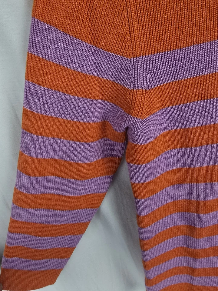 Suéter Ann Taylor Naranja y Púrpura Manga 3/4 Rayas Talla S Foto 4 de 4