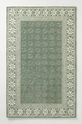 Hand-Tufted Wool Rug Green Floral Designer Hand Tufted Rug | Premium Quality