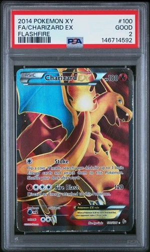 2014 POKEMON XY FLASHFIRE #100 FULL ART/CHARIZARD EX PSA 2