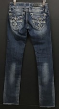 Rock Revival Women's Chrissie Straight Jeans Embellished Pockets Size 26 X 34