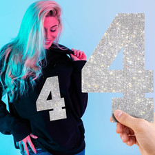 8 Inch 2 Pcs Large Rhinestone Number Patches Self Adhesive Iron on Bling Number