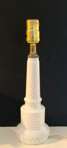 Vintage Milk Glass Hobnail Lamp - no Shade -  13” Tall