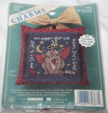 1997 Dimensions Cross Stitch Kit 72367 My Cat is Just An Angel Cherished Charms 