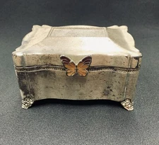 Things Remembered  Swarovski Crystals Butterfly Silver Trinket Jewelry 4.25" Box