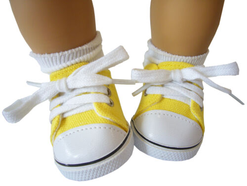 Pour bébé Bitty jaune vif toile deck chaussures de gym baskets vêtements poupée - Photo 1/4