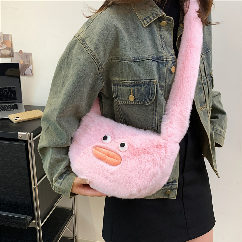 Women Winter Fluffy Shoulder Bag Plush Underarm Handbag Bag Cute Tote