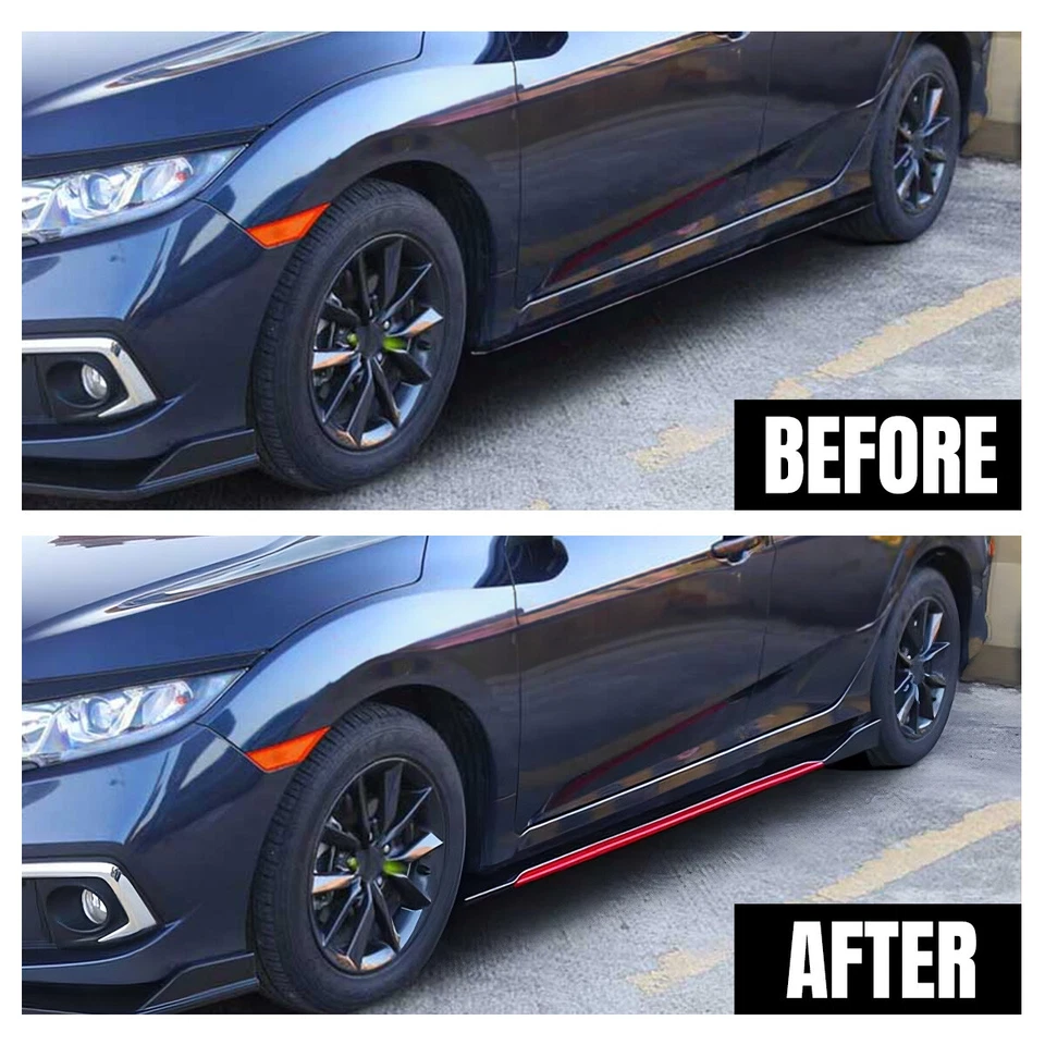 For Hyundai Elantra Sedan 2017-2024 Car Side Skirts Splitter Lip Red Black 78" Foto 2 de 4