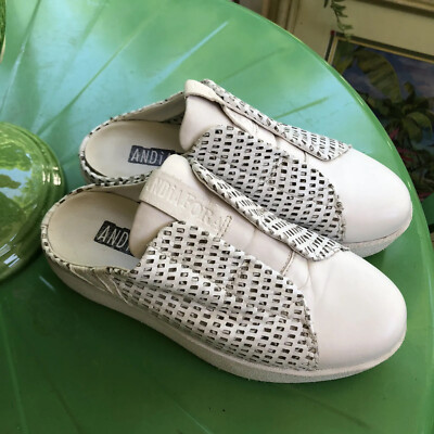 Andia Fora White Leather Slip On Comfort Shoes Made In Italy Size 36 VGC