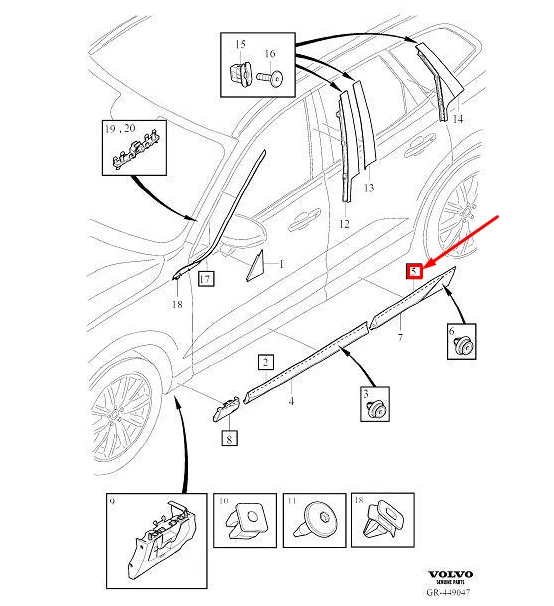 VOLVO XC60 MK2 Rear Left Door Outside Trim Molding 39794793 NEW