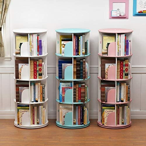 intexca 4 Tier 360° Rotating Stackable Shelves Bookshelf Organizer tool-fee W - Picture 4 of 6