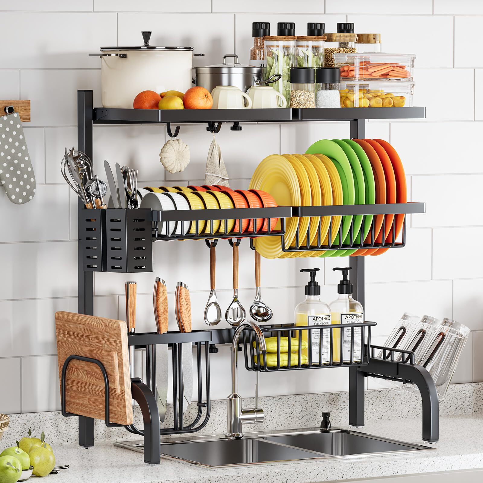 Escurridor De Platos Extensible Secador Extra Grande Sobre El Fregadero Cocina