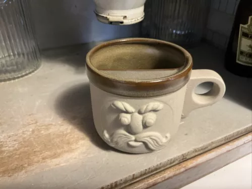 Fitz and Floyd Stoneware Pottery Men's Mustache Mug 3D Face 