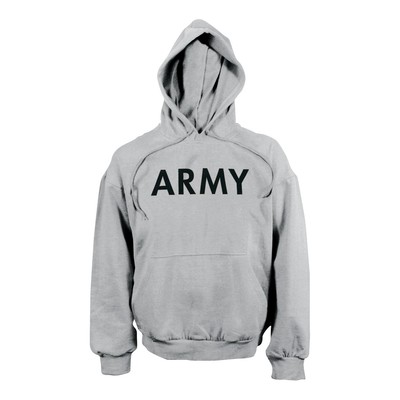 Army Hoodie Hooded Sport US Sweatshirt Gray Medium
