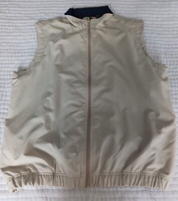 GREG NORMAN SHARK BRAND FULL ZIP PULLOVER GOLF VEST SLEEVELESS CREAM VEST SIZE S