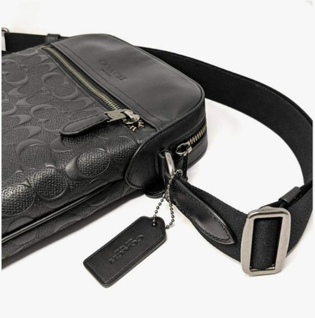 Coach Houston Flight Bag In Signature Leather Black, Unisex
