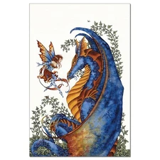Tree-Free Greetings EcoNotes 12-Count Curiosity Dragon and Fairy Blank Noteca...
