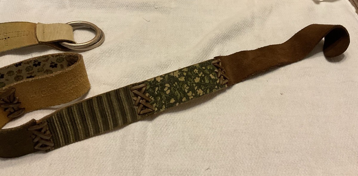 Vintage Lucky Brand Y2K Patchwork Leather Belt Womens M Boho Western Eclectic Lucky Brand Leather Corduroy Patchwork Y2K Boho Hippie Belt  main image 4