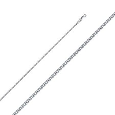 Genuine 14k White Gold 2mm Flat Open Wheat Chain Necklace 16" 18" 20" 22" 24"