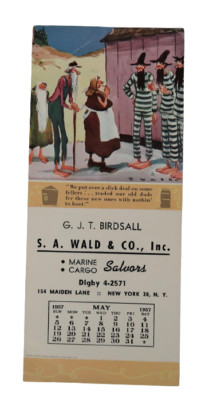 Vintage Advertising Calendar Card May 1957 Brown & Bigelow Hillbilly Salvors
