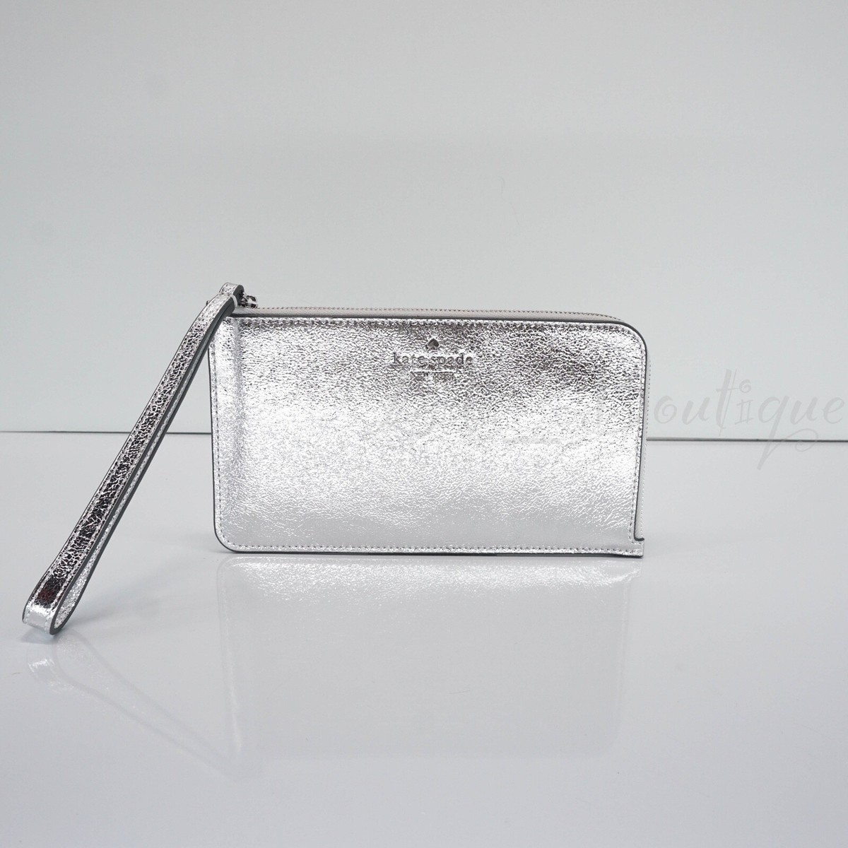 NWT Kate Spade KE635 Lucy Medium L-Zip Wristlet Metallic Leather