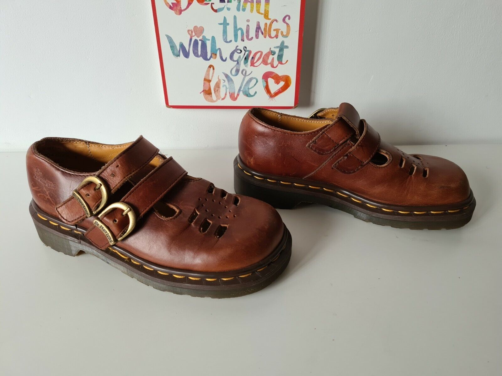 Dr Martens mary jane polley brown made in england vintage shoes UK 