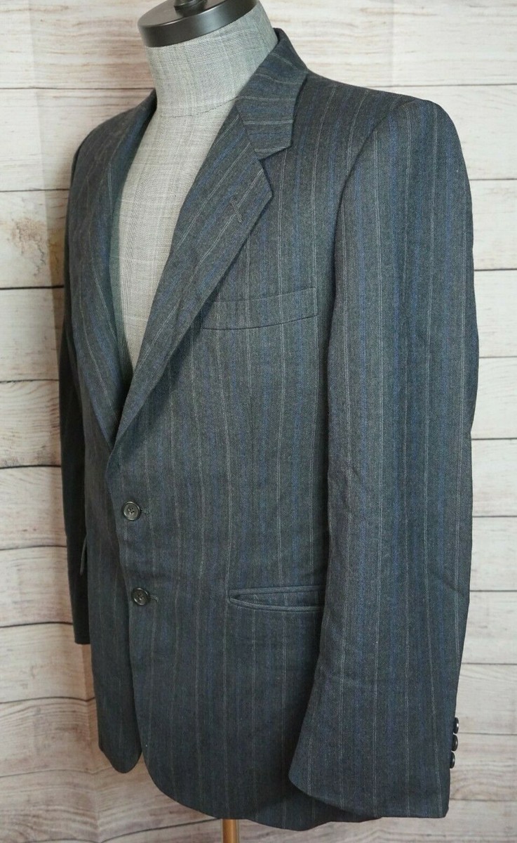 Givenchy Monsieur Gray Blue Pinstripe Blazer Suit Jacket