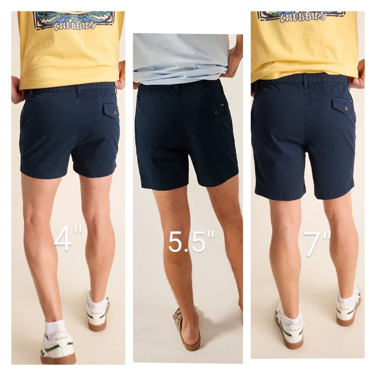 Chubbies Shorts Mens Small 4 Inch Navy Chino Originals Stretch